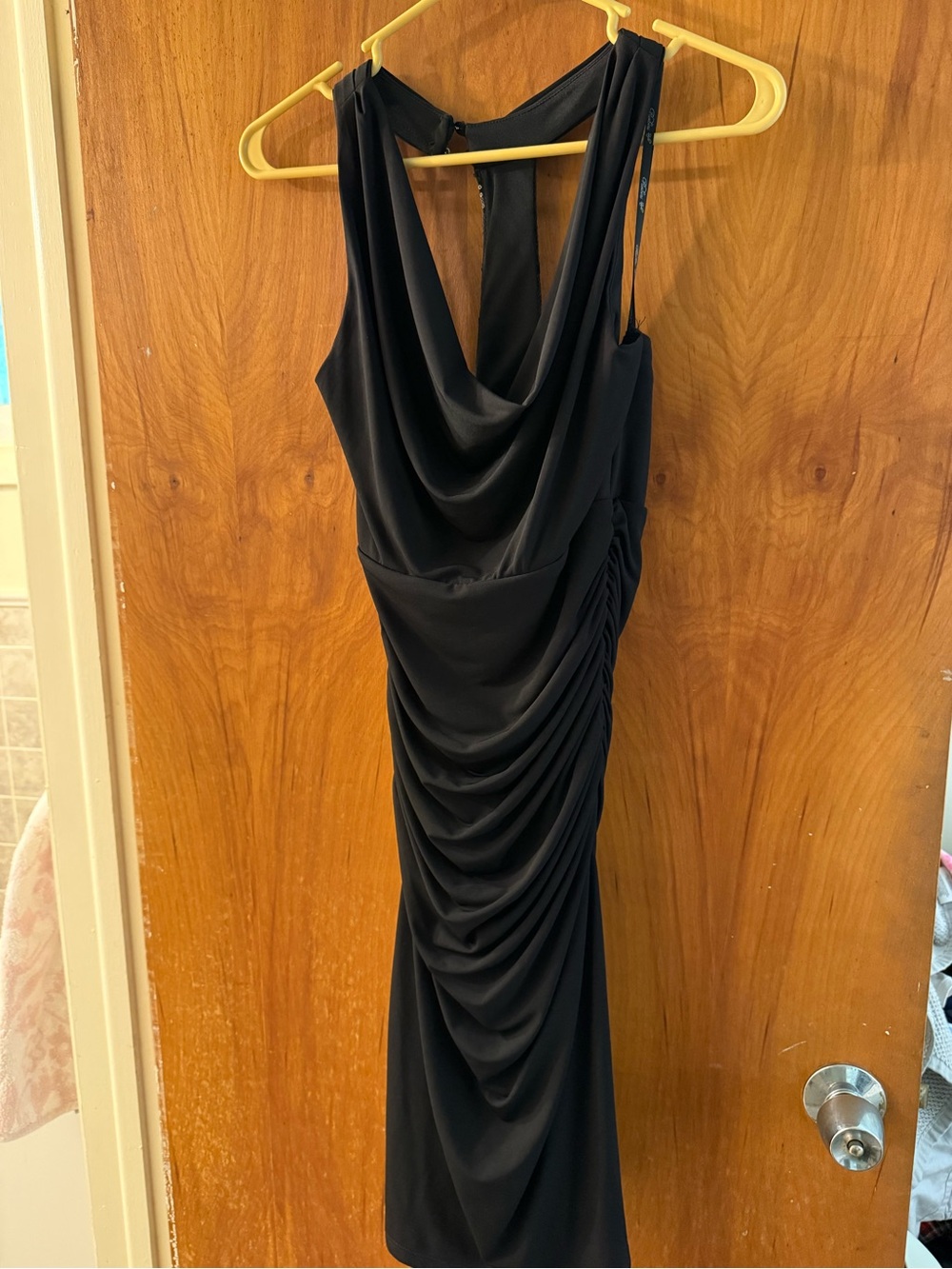 Elegant Black Draped Women’s Dress
